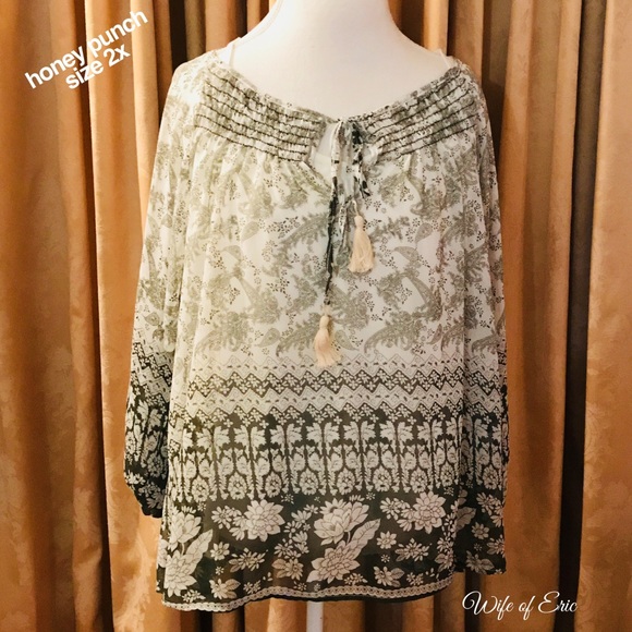 Honey Punch Tops - Gorgeous Sheer Blouse with White Cami Included NWT
